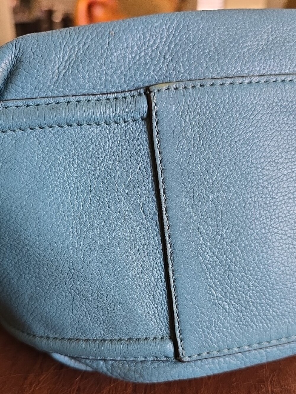 Turquoise pebble leather Coach Avery Shoulder Hobo handbag (model F23309) - Picture 10 of 16